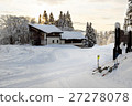Ski lodges during early morning sunrise 27278078