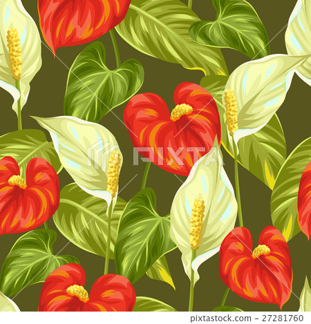 Seamless pattern with flowers spathiphyllum and Seamless pattern with flowers spathiphyllum and 27281760