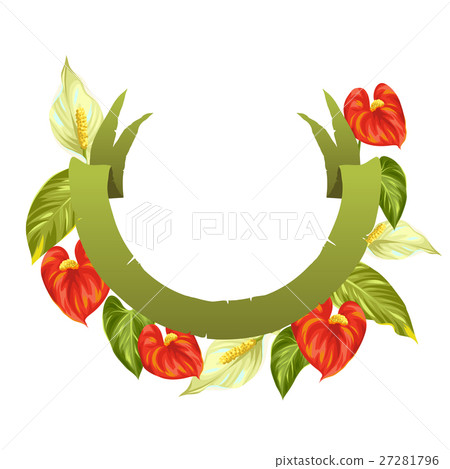 Decorative ribbon with flowers spathiphyllum and 27281796