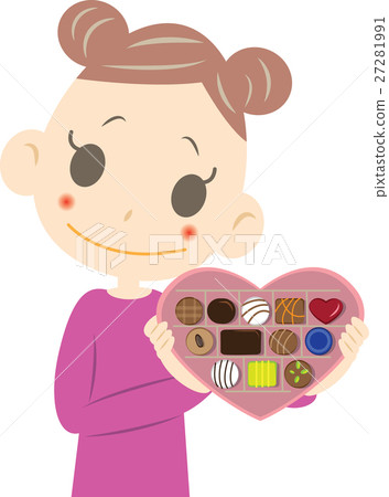 A girl with an assortment of chocolate 27281991