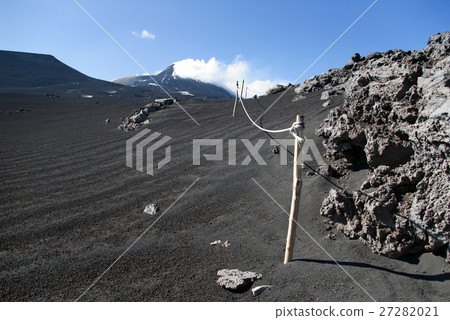 View from mount Etna with sea and towns beneath 27282021