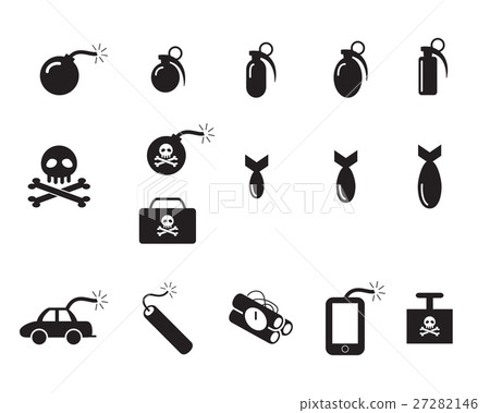 TNT and Poison bomb icons in silhouette style 27282146