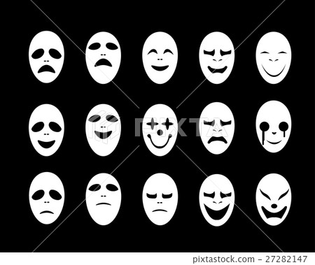 Set of White ghost face mask in flat style, vector 27282147