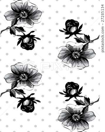 Vintage wallpaper seamless rose flower pattern dot - Stock Illustration ...