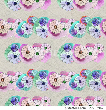 Seamless floral pattern with asters and daisy 27287967