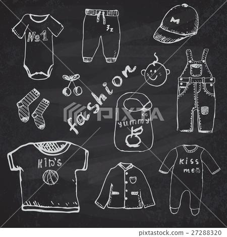Clothes for baby boy set hand drawn sketch vector 27288320