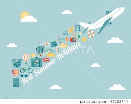 Travel background with flat icons. Summer holidays - Stock Illustration ...