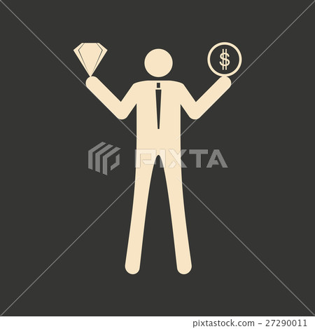 Flat in black white People with diamonds and money Flat in black white People with diamonds and money 27290011
