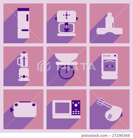 Set of flat icons with long shadow kitchen 27290368
