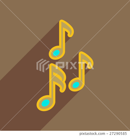 Flat web icon with long shadow musical notes - Stock Illustration ...
