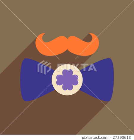 Flat web icon with long shadow mustache butterfly 27290618