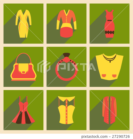 Concept of flat icons with long shadow clothes 27290726