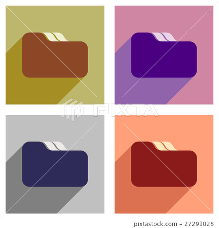 Set of flat icons with long shadow folder - Stock Illustration ...