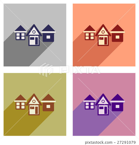 Set of flat icons with long shadow house Set of flat icons with long shadow house 27291079