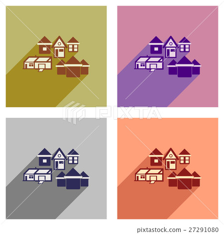 Set of flat icons with long shadow house - Stock Illustration [27291080 ...