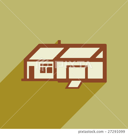 Flat style icon with long shadow house-插圖素材 [27291099] - PIXTA圖庫
