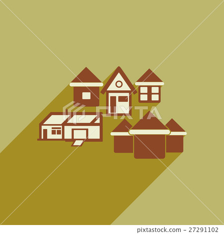 Flat style icon with long shadow house - Stock Illustration [27291102 ...