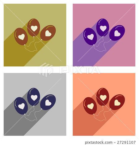 Set of flat icons with long shadow heart balloons - Stock Illustration ...