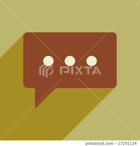 Flat style icon with long shadow thinking cloud 27291124