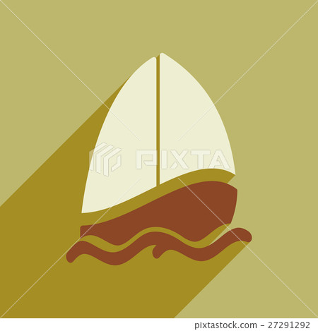 Flat style icon with long shadow ship - Stock Illustration [27291292 ...