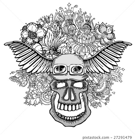 Skull with the succulent plants. Skull with the succulent plants. 27291479