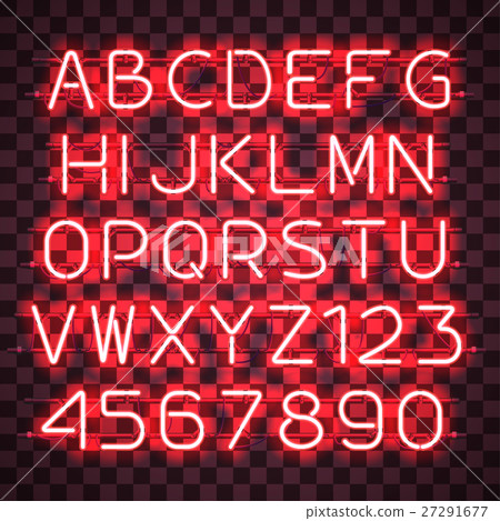Glowing Red Neon Alphabet. 27291677