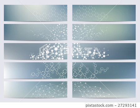 Set of modern scientific banners. Molecule 27293141