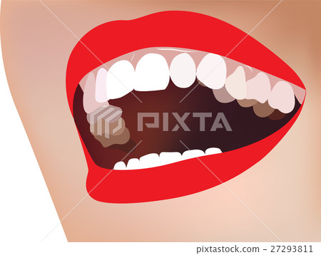 White teeth, smile, red lips, vector illustration 27293811