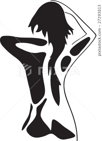 Young girl sitting back, naked silhouette Young girl sitting back, naked silhouette 27293813