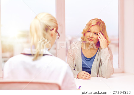 smiling doctor and woman meeting at hospital smiling doctor and woman meeting at hospital 27294533