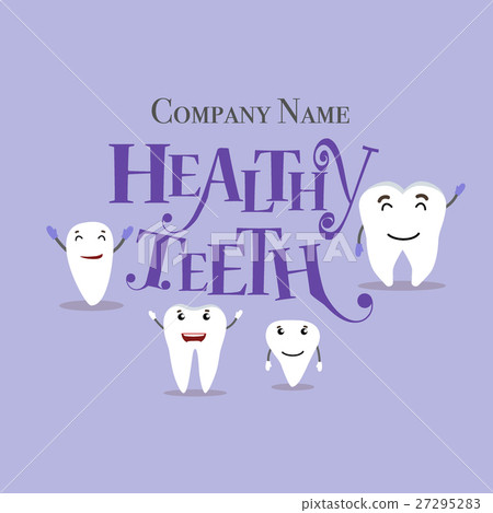 插图素材 dental cartoon happy and healthy teeth.