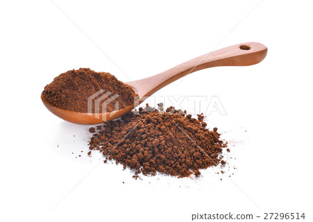 coffee powder in wooden spoon isolated on white coffee powder in wooden spoon isolated on white 27296514