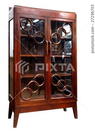 Antique asian style wooden cabinet isolated 27296703