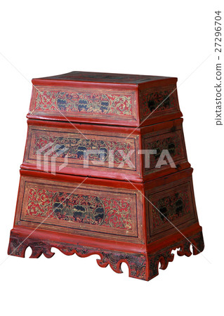 Antique asian style wooden cabinet isolated 27296704