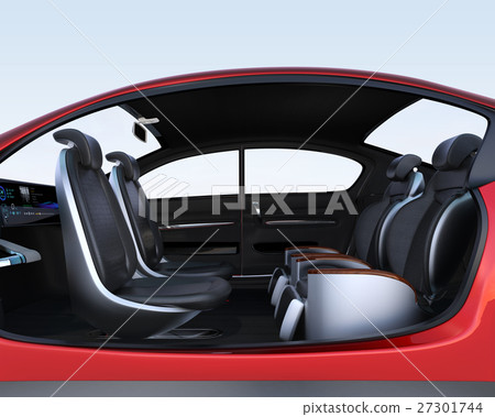自動駕駛汽車佈局可旋轉前排座椅和後排座椅，後排座椅具有按摩功能 27301744