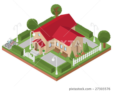 Religious architecture. Flat 3d isometric church 27303576