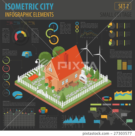 Flat 3d isometric house 27303577