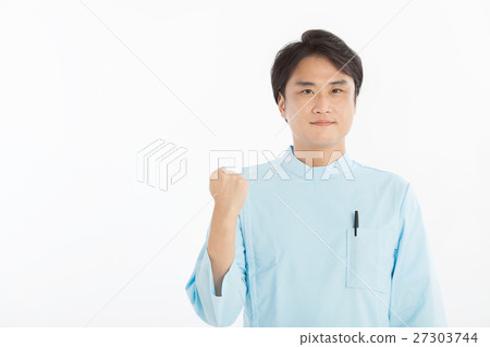 Male trainer wearing a surgical gown 27303744