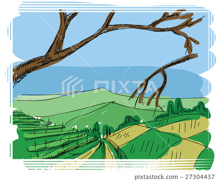 Abstract hand drawn background with tree 27304437