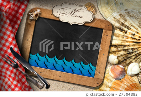 Blackboard for Fish Menu in a Beach Blackboard for Fish Menu in a Beach 27304882