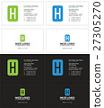 business card with the letter H, rectangle 27305270