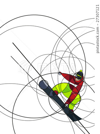Snowboarder jumping, abstract image 27307121