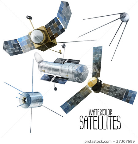 Watercolor satellites set  27307699