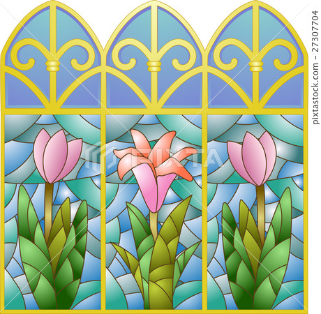 Stained Glass Floral Window 27307704