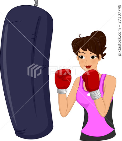 Girl Boxing Punching Bag 27307749