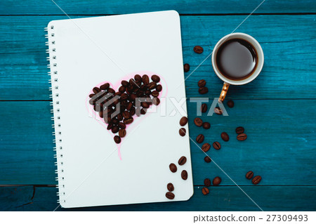 morning coffee and heart in notepad morning coffee and heart in notepad 27309493