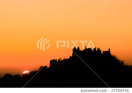 Castle silhouette at sundown Castle silhouette at sundown 27309536