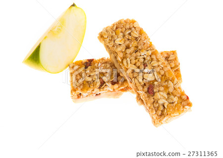 muesli bars fruit  isolated background with apple 27311365
