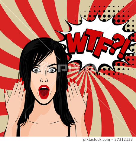 Angry sexy brunette girl pop art Angry sexy brunette girl pop art 27312132