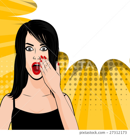 Happy young brunette girl pop art 27312173